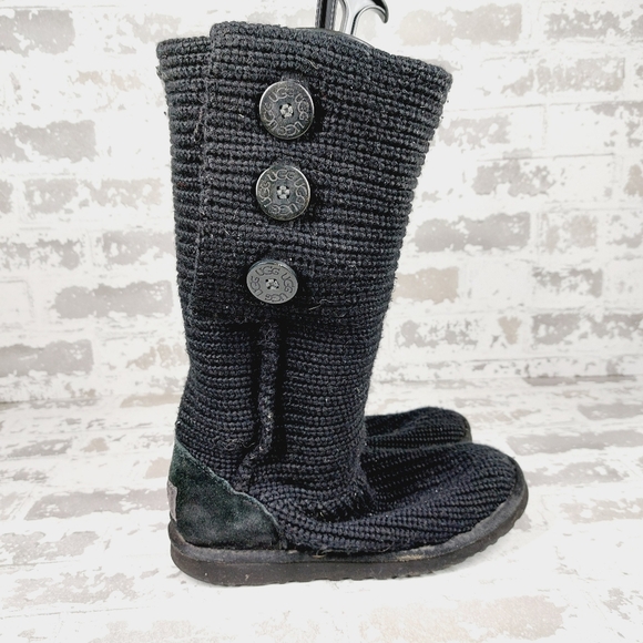 Ugg Australia Classic Cardy Grey Blue Knit Sweater Boots O32 - Picture 5 of 11